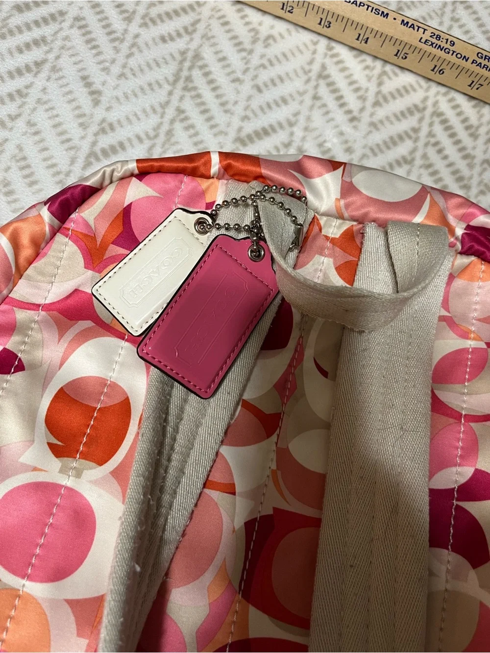 Coach Pink Multi Signature Circle Print Backpack